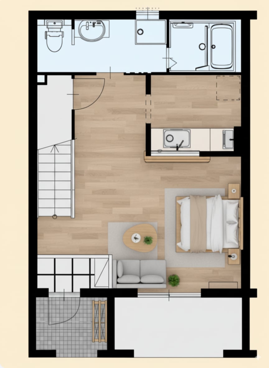 3D化してお客様が喜ぶ図を作ります ただの間取り図に家具を配置して差別化を図りましょう イメージ3
