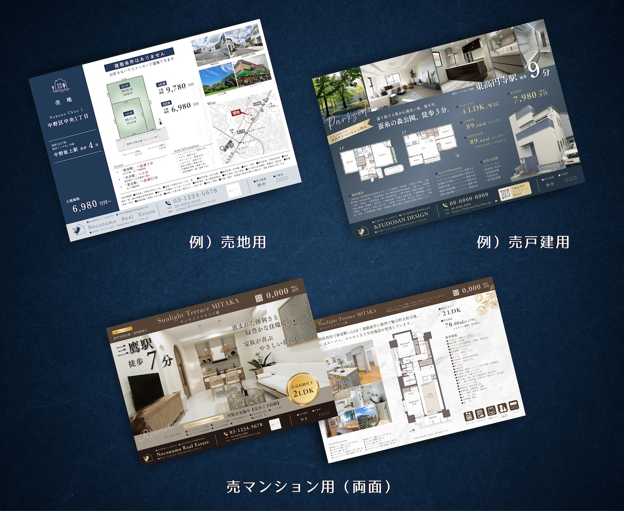 不動産勤務20年！マイソクテンプレート販売します マンション・戸建・土地各種。カラー変更や物件流し込みにも対応 イメージ7