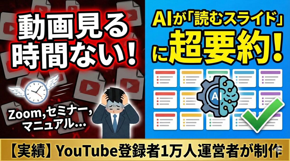 動画丸投げOK！会議や音声読むスライドに要約します Gemini Advancedで長尺動画も高速要約 イメージ1