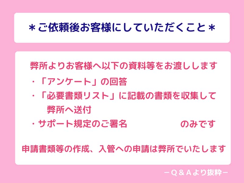 日本に住むための「配偶者ビザ」の申請を代行します 外国人の「呼び寄せ」「変更申請」を行政書士が丁寧にサポート イメージ3