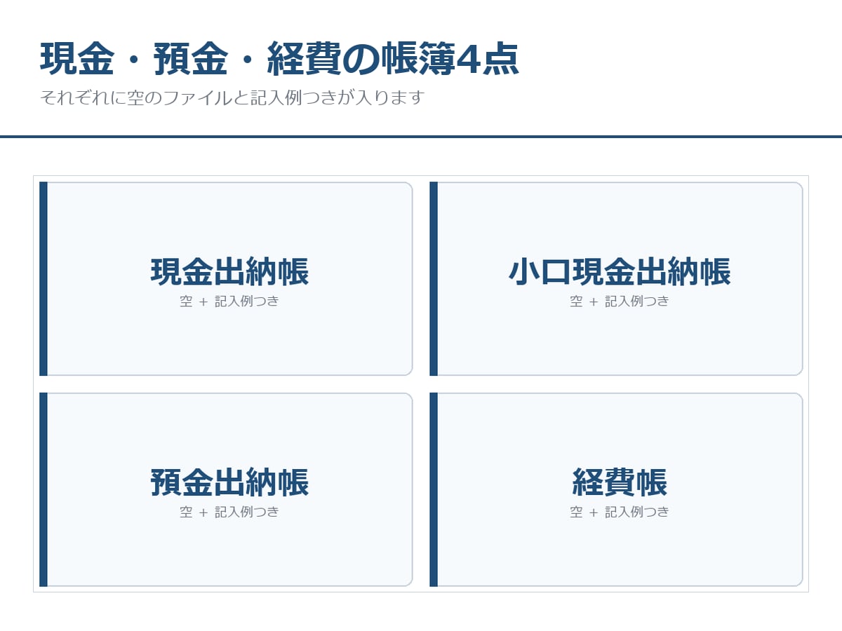 現金・預金・経費の帳簿4点セットをお渡しします 印刷して綴じられるExcel／記入例つき イメージ4