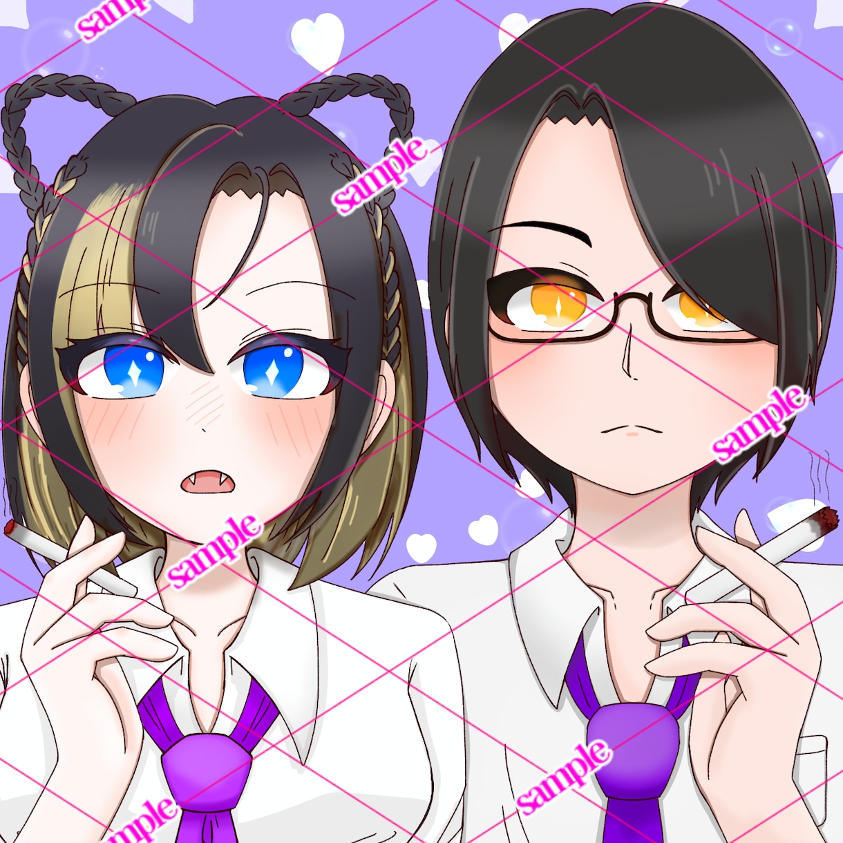 大量生産‼️夢絵、ペア画描きます 大切な人とのSNSアイコンにうってつけ イメージ1