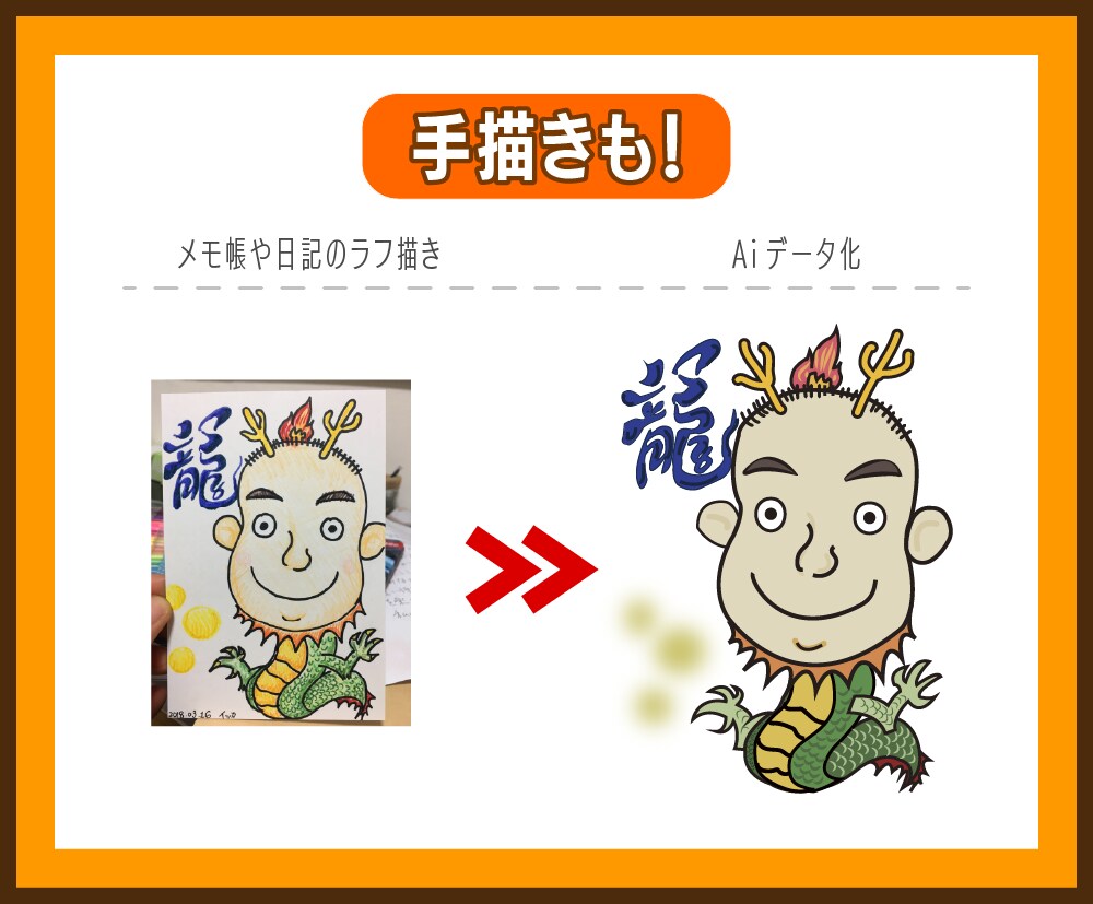 お持ちの画像をイラレでデータ化いたします 手描きもロゴも、ご丁寧にトレースいたします★中国語対応可能！ イメージ4