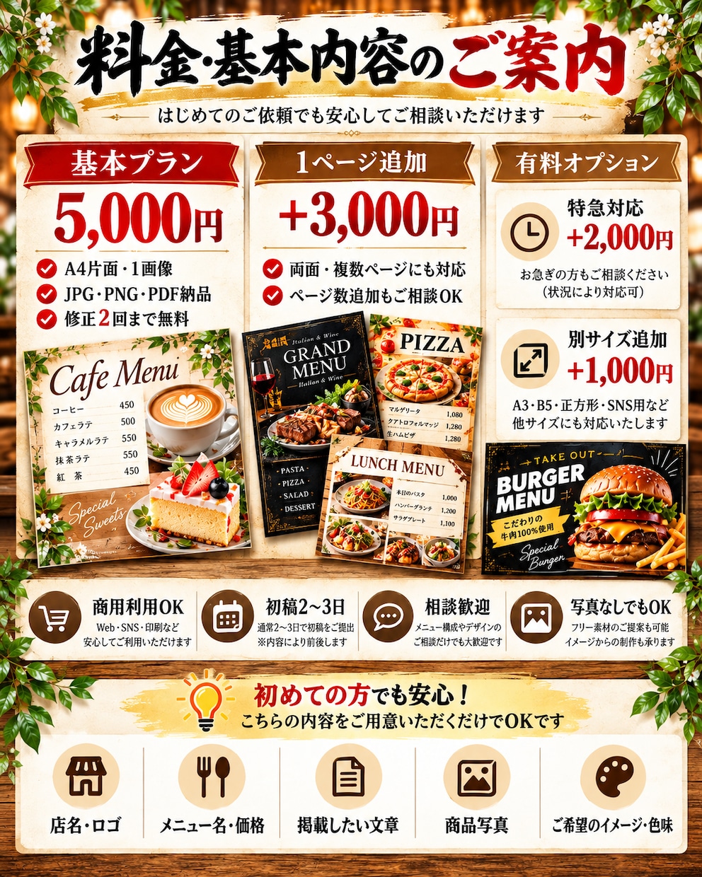 飲食店向けメニュー表を見やすく制作しますます 飲食現場の経験を活かし、見やすく伝わるデザイン イメージ2