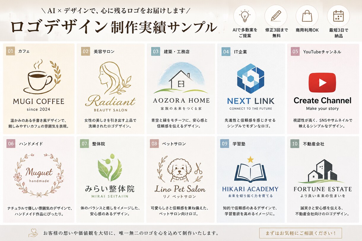 開業・副業向け 高品質ロゴを作成致します 妥協しないで！これしかない！ロゴを見つけましょう！ イメージ2