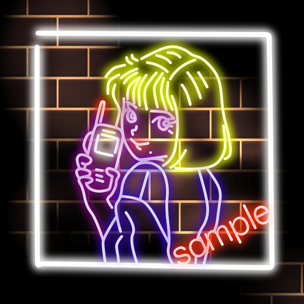 ネオンでポップな似顔絵やオリジナルアイコン描きます アイコンだけでなく、プレゼントや広告等でもご利用頂けます★ イメージ3