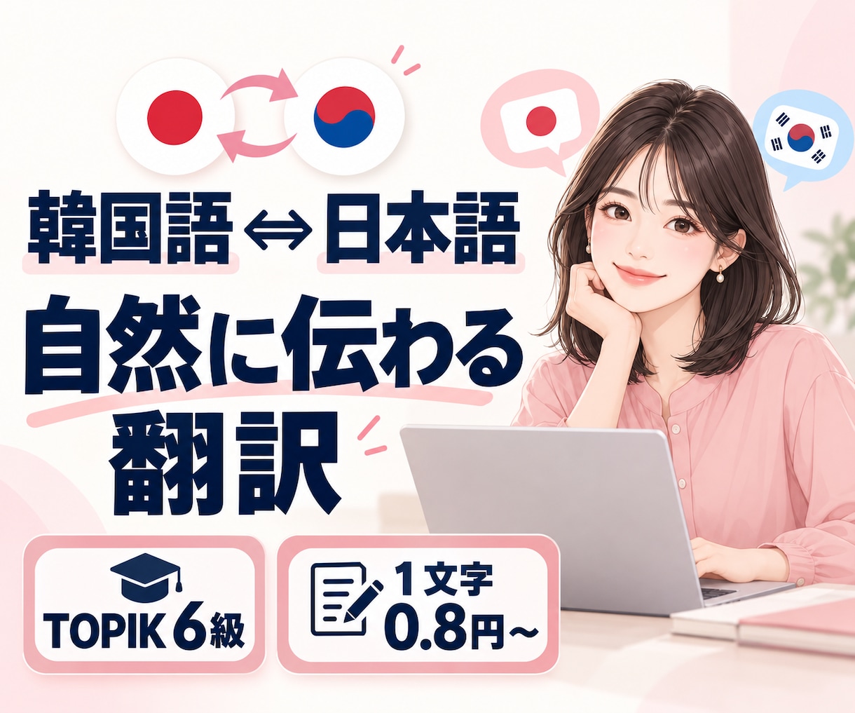 日本語⇔韓国語を自然で伝わる文章に翻訳します 現役韓国企業社員｜推しへのお手紙からSNS・社内文書まで イメージ1