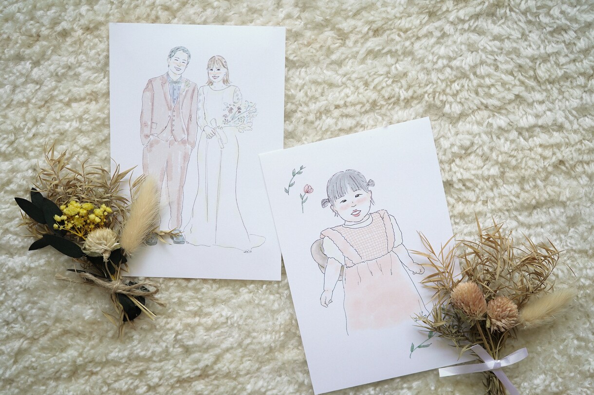 ゆるふわオシャレな似顔絵イラストお描きします 誕生日/記念日/出産、結婚祝いのギフトやプレゼントにも♡ イメージ3