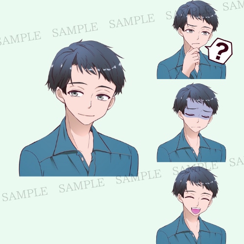 男性にオススメ♪アイコン表情4点セット描きます ビジネス副業に！SNSアイコンやブログ・YouTubeなどに イメージ6