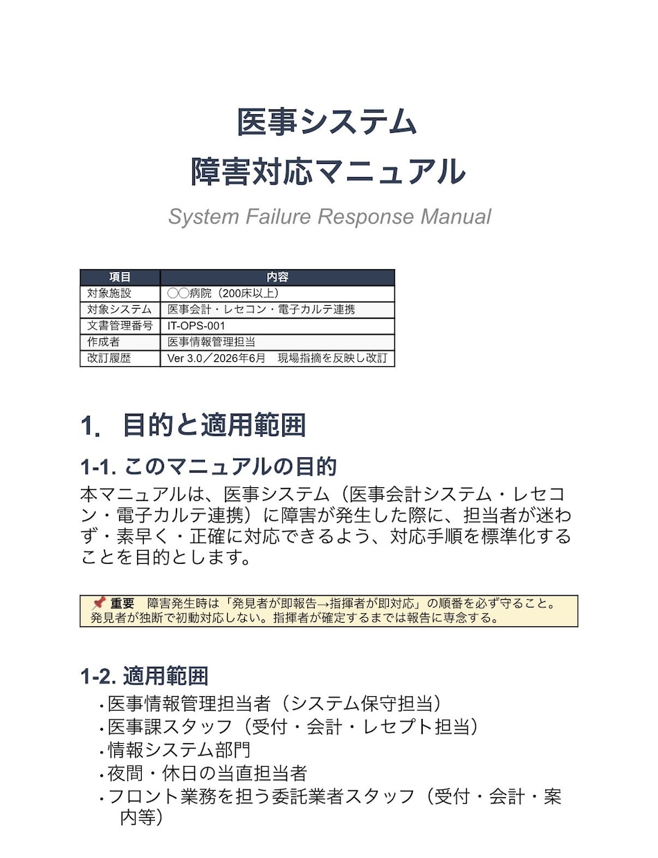 病院・クリニックのマニュアルをAIで作成します 現場を知らないAIには作れないマニュアルです イメージ1