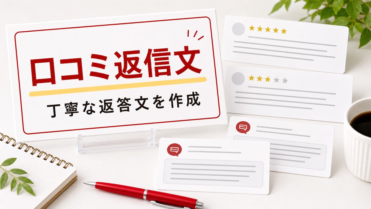 口コミ返信文を丁寧に整えます 高評価も低評価も安心感ある返信にします イメージ1