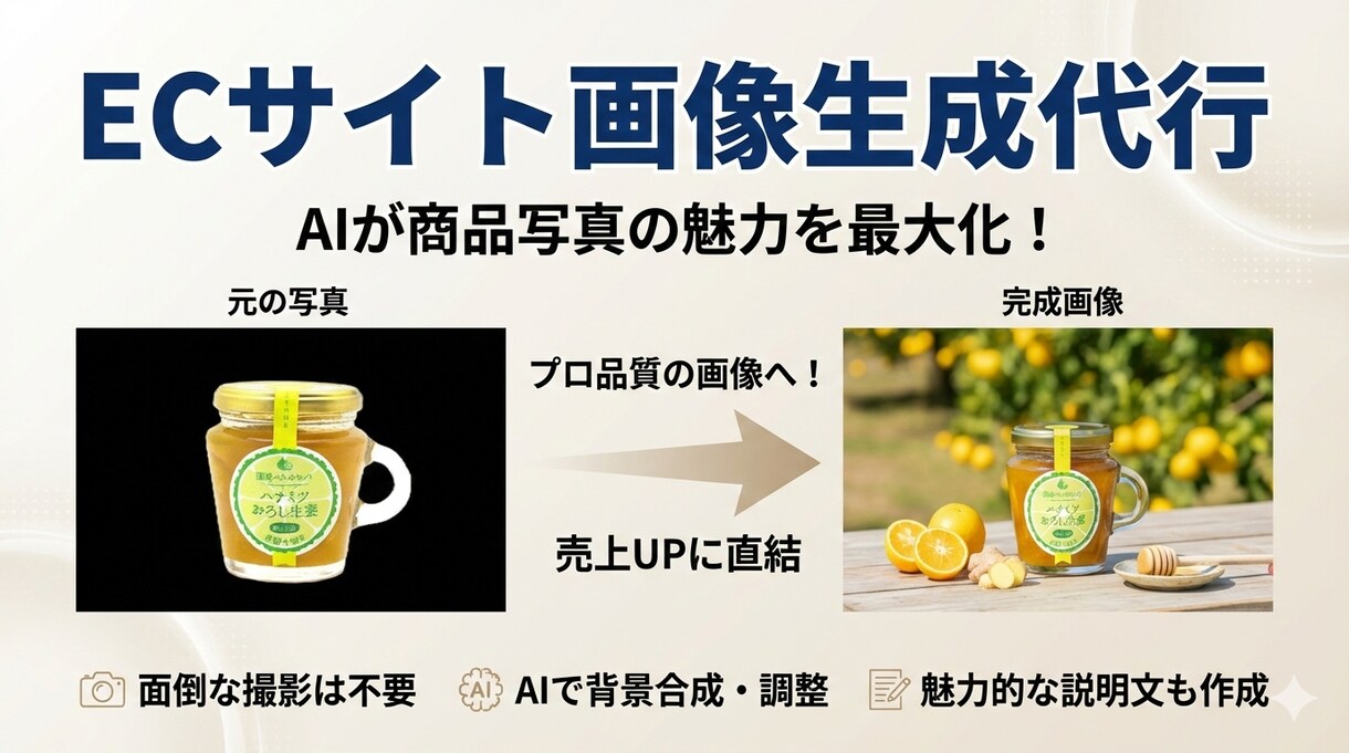 ＥＣサイトの商品画像を画像生成代行します 画像はAIで作る！Nano BananaでEC販売を高速化 イメージ1