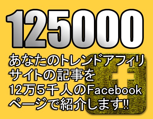 12万５千人のFacebookページ連携サイトの記事内に無期限広告を貼ります！ イメージ1