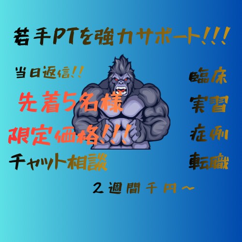 1ヶ月若手PT、理学療法士学生さんのサポートします 仕事の悩みや臨床の相談、実習や国家試験のサポートをしてます。 イメージ1