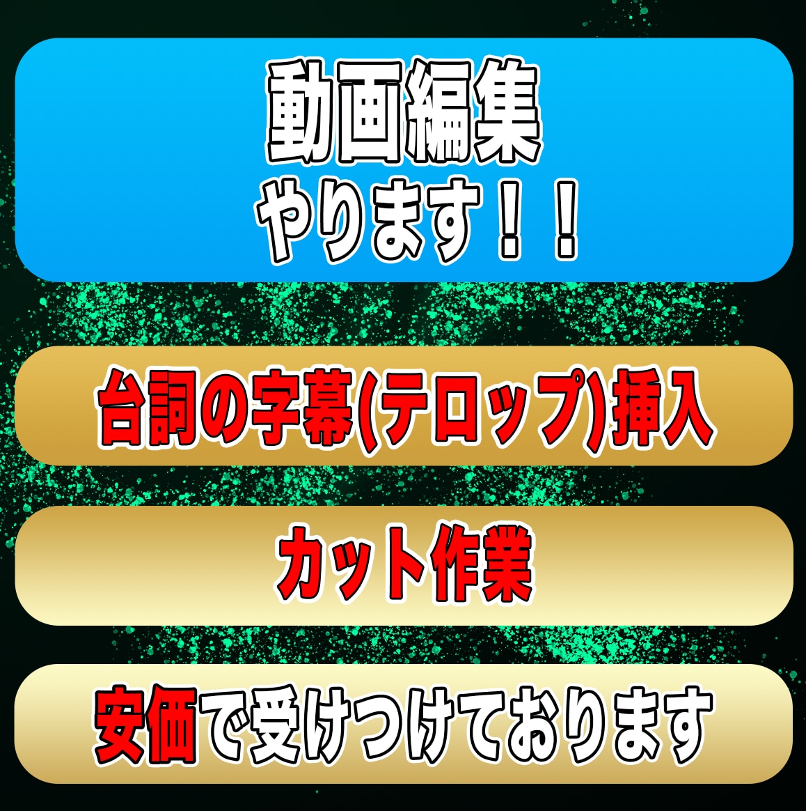 文字起こし・テロップ入れを最短当日で代行いたします 元動画30分まで3000円！フルテロップ可能！最短当日納品！ イメージ1