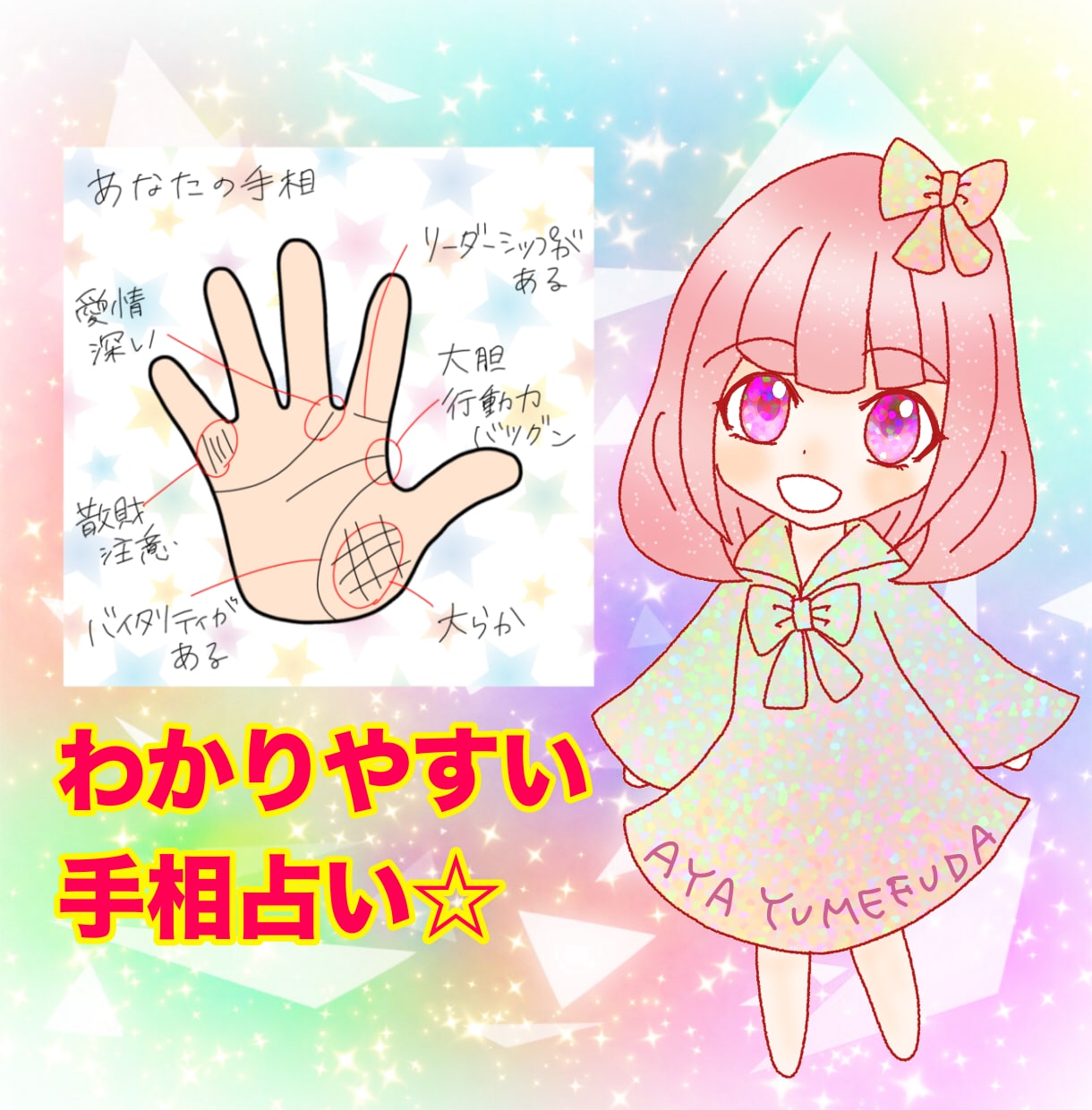 前向きになる手相鑑定をします イラスト＋テキストであなたの特徴をわかりやすくお伝えします イメージ1