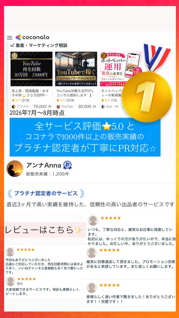 ３ヶ月宣伝し放題⭐再生回数１３万回＋向上します 秋のPR強化に⭐最もお得な100回から振り分け可♪急上昇へ⭐ イメージ2