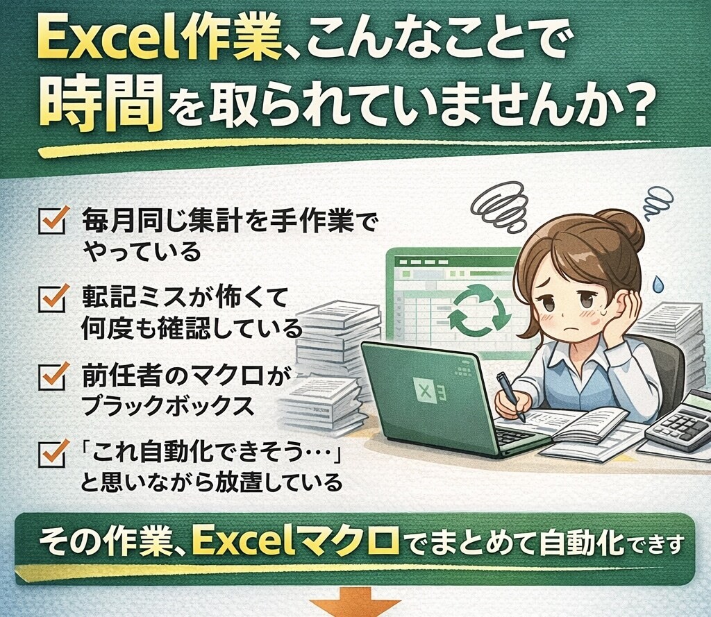 Excelの毎回やってる作業まとめて自動化します 毎月のExcel作業を、ボタン1つで終わる仕組みに改善します イメージ3