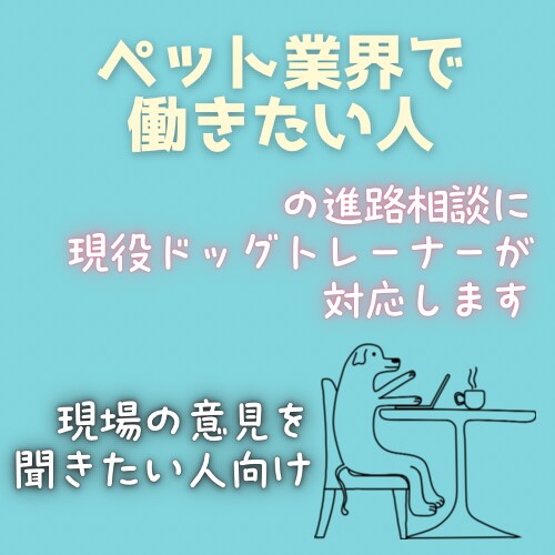 ペット業界で働きたい人の進路相談乗ります 実際に現場で働いてる人に進路相談ができる イメージ1
