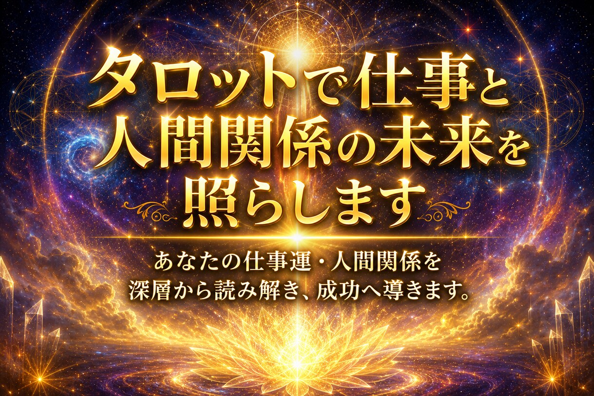 タロットで仕事と人間関係の未来を照らします あなたの仕事運・人間関係を深層から読み解き、成功へ導きます。 イメージ1