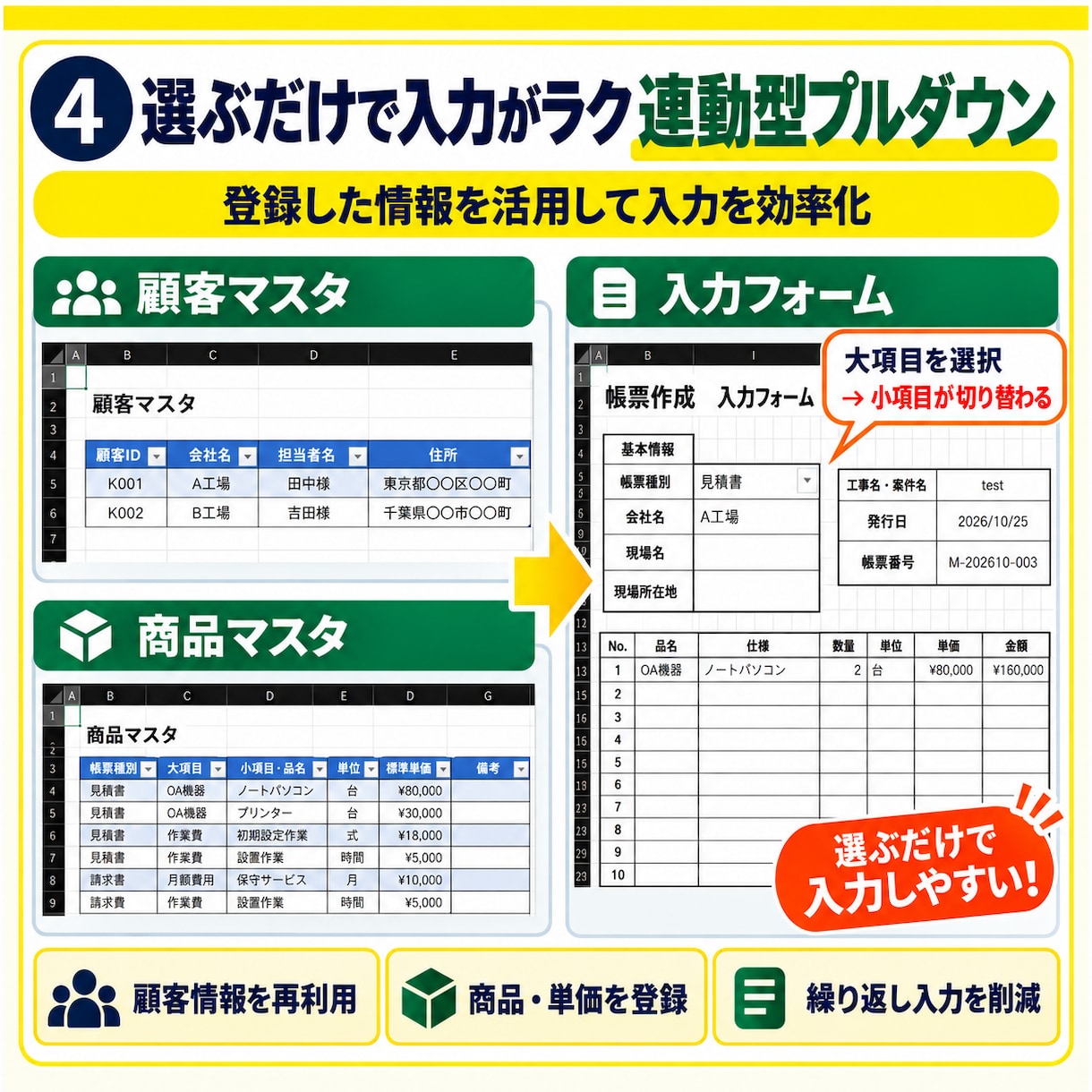 Excelの時短・ミス防止ツールを制作します 現役製造係員｜現場改善の経験を活かした使いやすい設計 イメージ4
