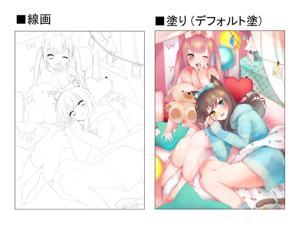 色塗り代行　線画塗らせていただきます 好きな塗り方何でもご相談ください イメージ2