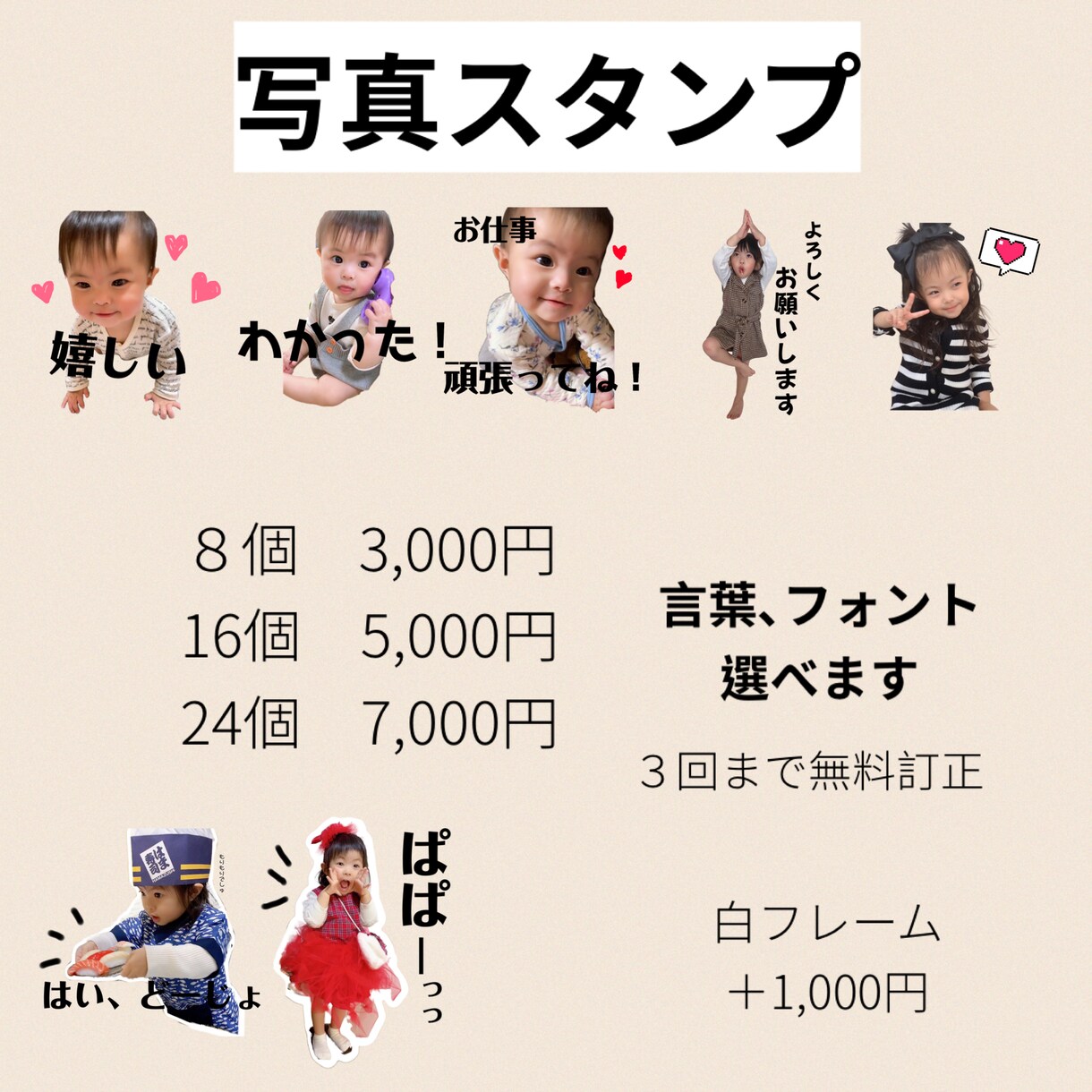 写真や似顔絵で世界に一つLINEスタンプ制作します お子さま・家族・ペット対応｜初めてでも安心 イメージ2