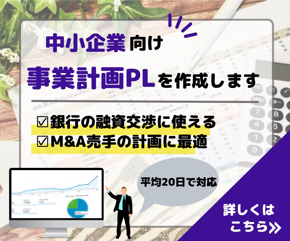 中小企業向け事業計画PLを作成します M&A（MA）や融資交渉で利用できるレベルの事業計画PL イメージ1