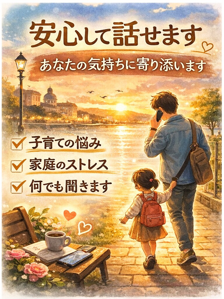 シングルファザー父が話を何でも聞きます 誰にも言えない本音や愚痴も、否定せず優しく受け止めます イメージ1
