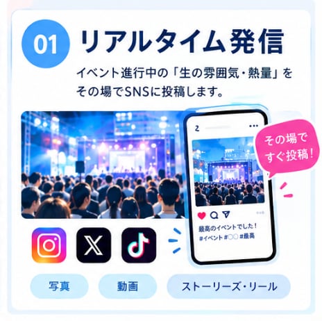 カメラマン兼SNSのプロが「撮影＆即投稿」します 撮影/編集/投稿まで現地でまるっと対応！全国・20社超の実績 イメージ2
