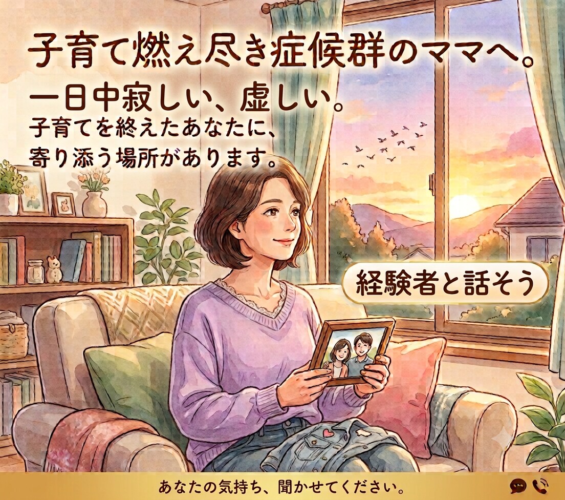 子育て卒業ママさんの、心のすき間埋めます 子供が巣立ちポッカリあいた穴。経験者の私と話してみませんか？ イメージ1