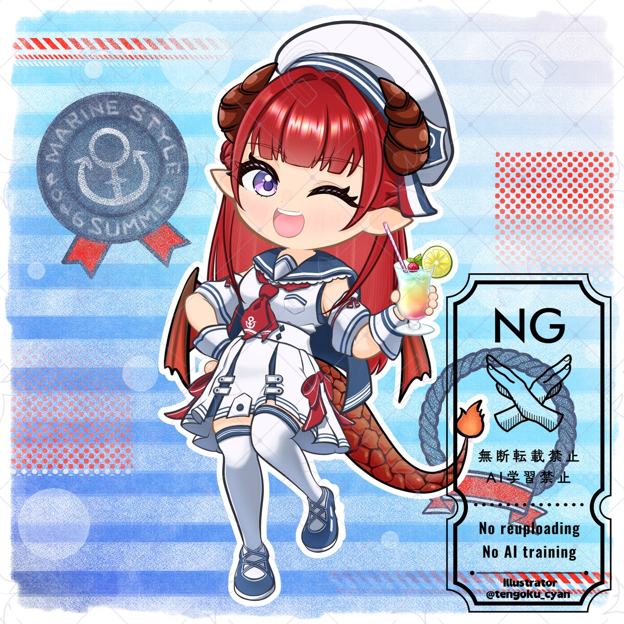 商用利用可！【マリン】ミニキャラを描きます ライバー活動をお手伝い！配信/パネル開け/アイコン/グッズ イメージ6