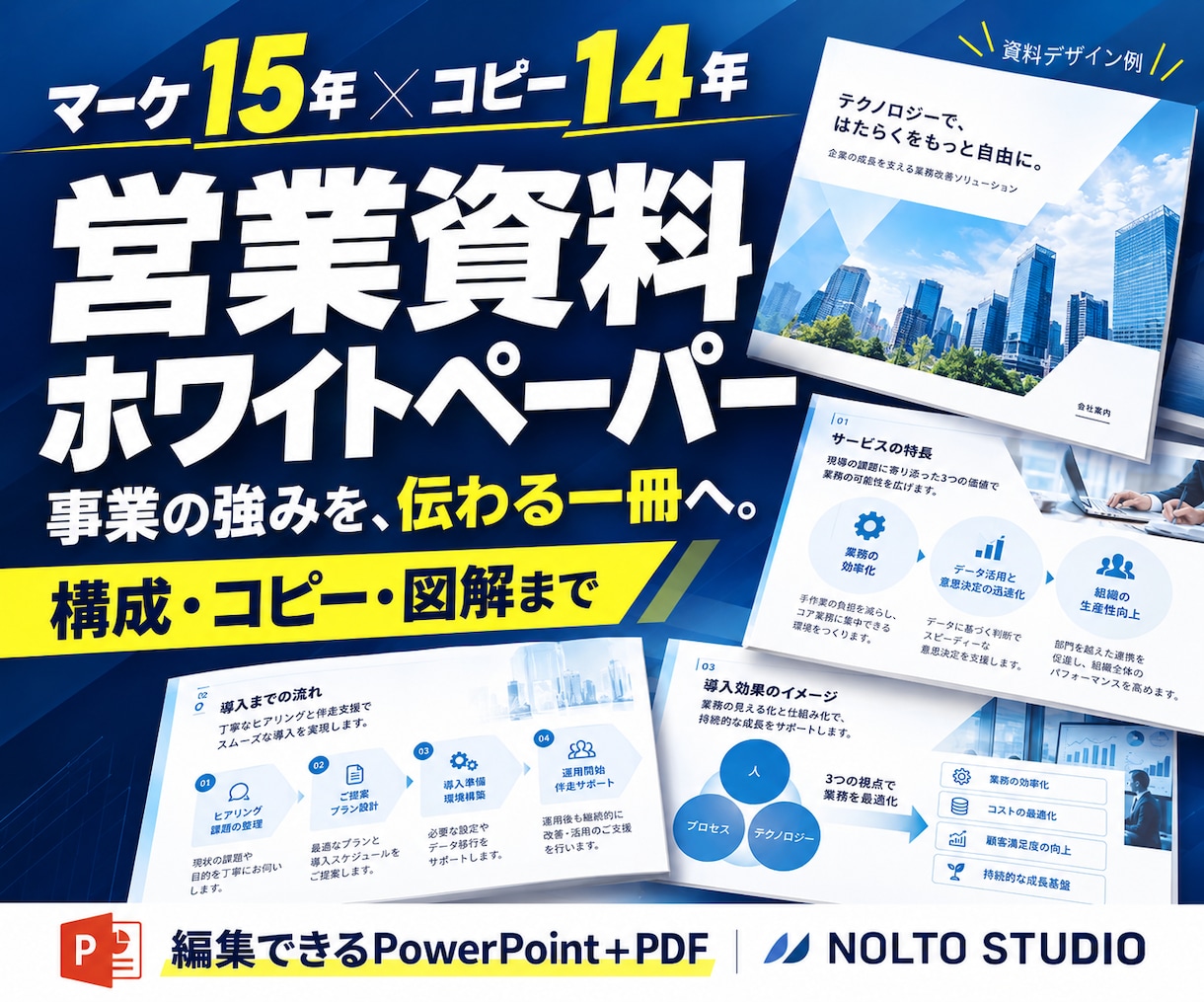 マーケ15年｜営業資料・ホワイトペーパー作ります コピー14年×デザイン12年｜構成・原稿・図解まで イメージ1