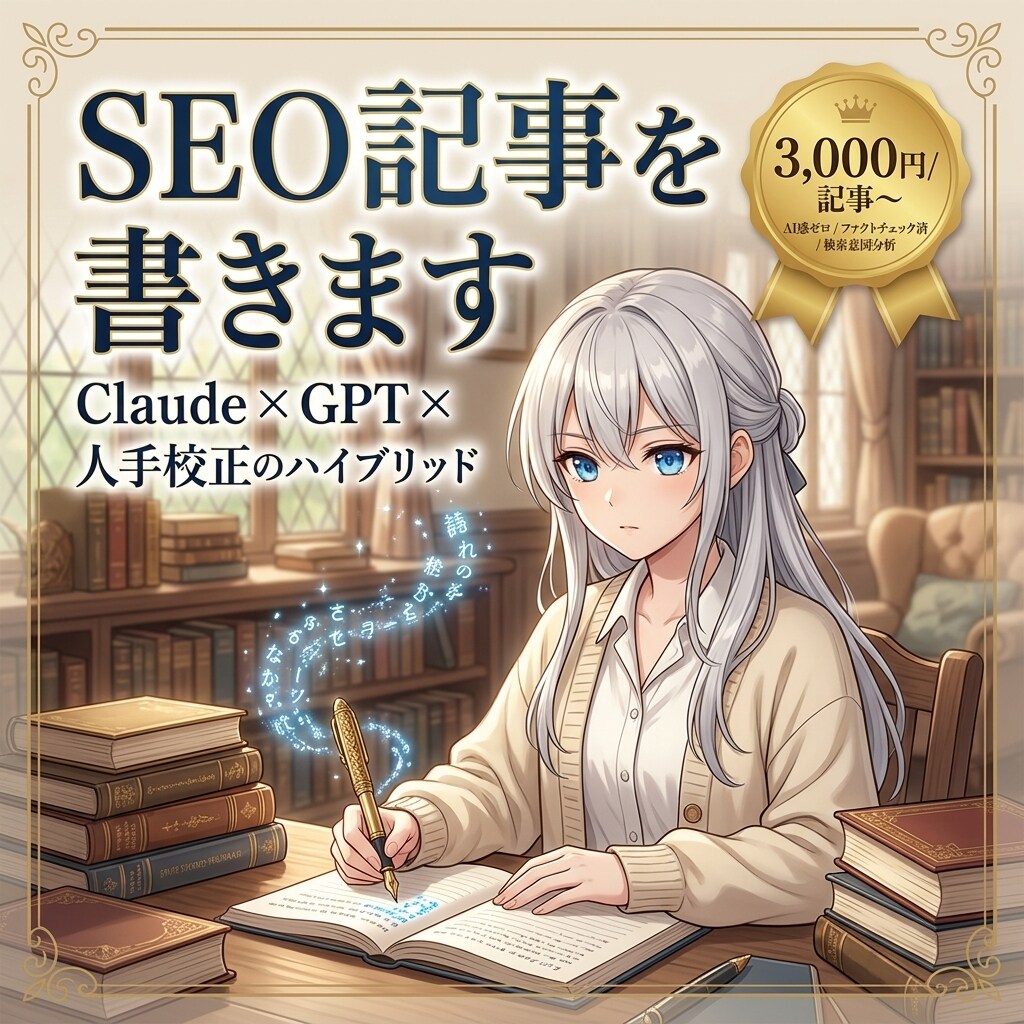 SEO対応の高品質記事を書きます Claude+GPT併用・AI臭ゼロ・ファクトチェック済 イメージ1