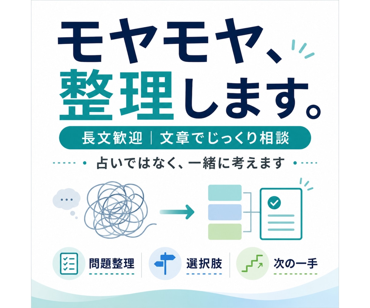 長文相談歓迎！｜悩み事を整理して考えます 話すのが苦手でも大丈夫。ありのままを文章でお聞かせください イメージ1