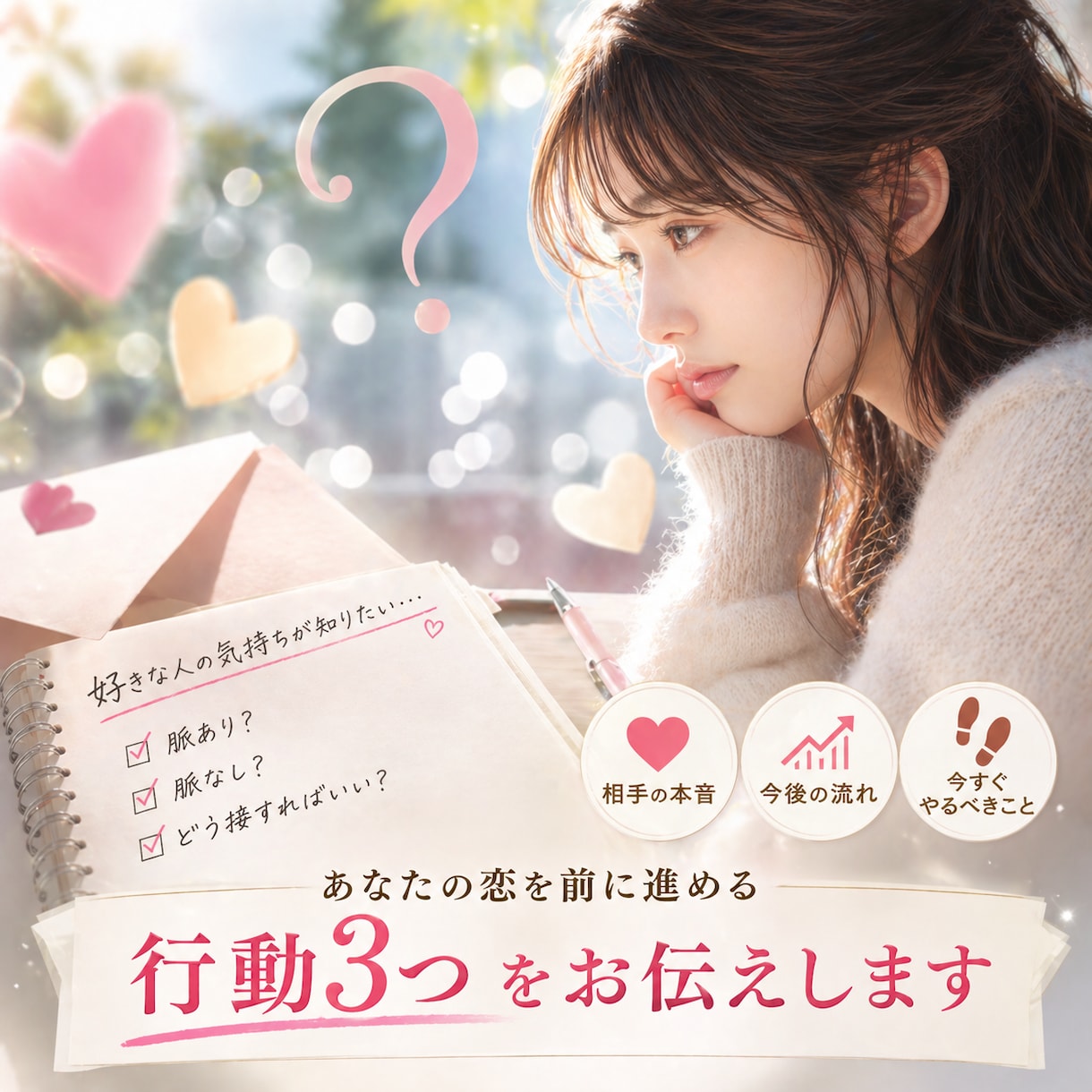 片思いの相手の本音と行動3つ具体的に鑑定します どう動けばいいか分からない状態を終わらせましょう イメージ1