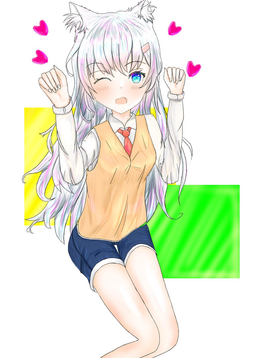 キャラ単体イラスト描きます 銀髪蒼眼女の子のイラストを描きます イメージ1