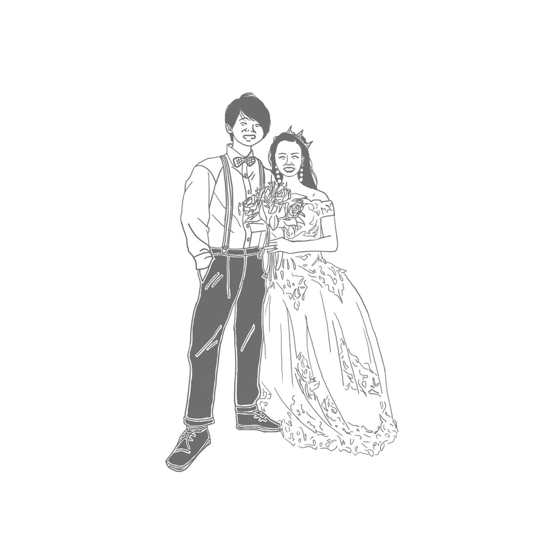 モノクロ×おしゃれな似顔絵イラスト提供します アイコンからウェディングまで様々なご用途に イメージ2