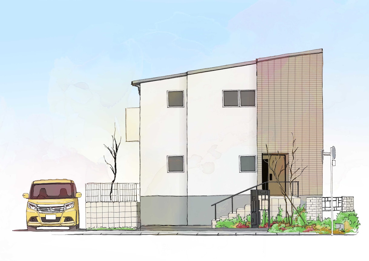 おしゃれな建物、建築、風景や車イラスト描きます お店の広告、ご自宅と愛車、思い出の風景等を描きます イメージ7