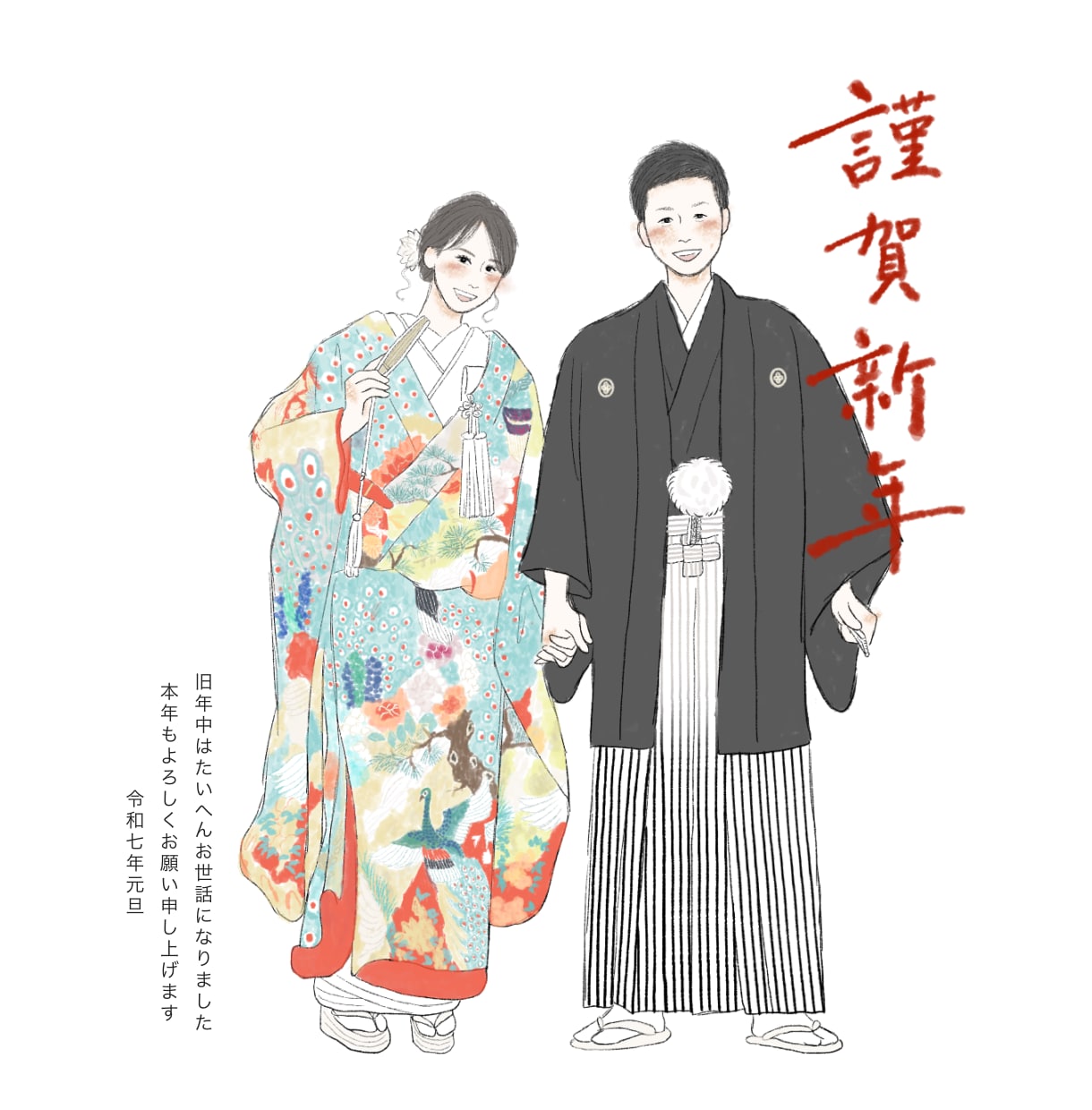 年賀状 ◎ 大人可愛い似顔絵をお描きします 年賀状／SNSでのご挨拶、どちらでも使えます！ イメージ2