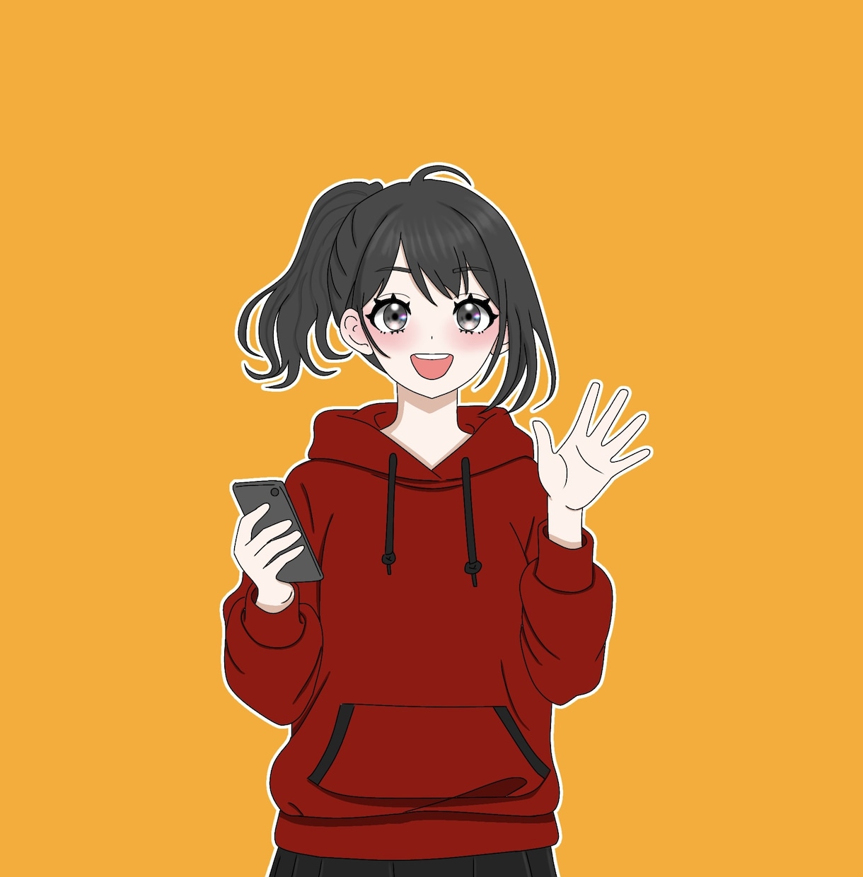 著作権込で立ち絵販売致します IRIAM対応元気系ポニーテールパーカーミニスカート女子 イメージ1