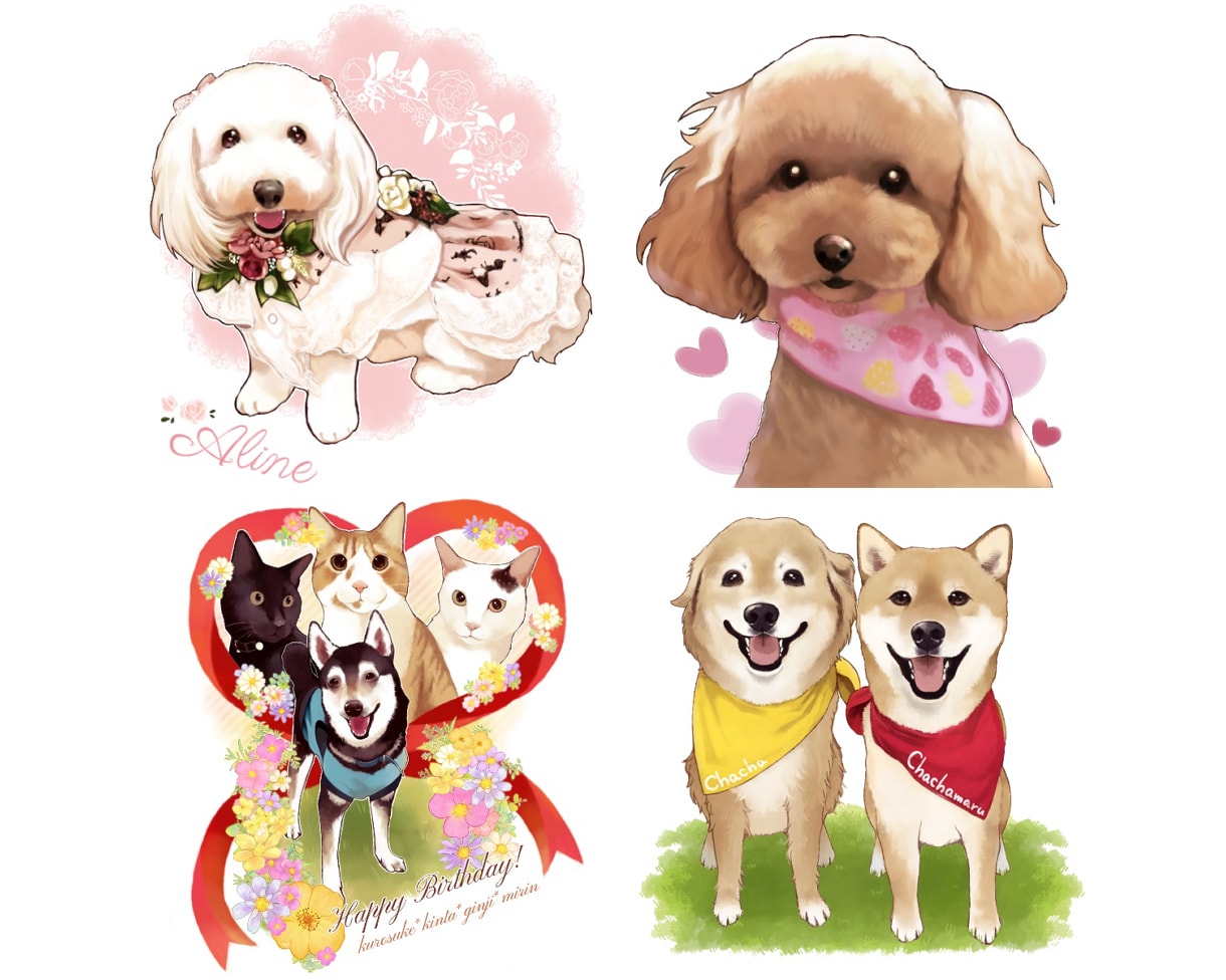 様々な絵柄で*ペット・動物のリアルイラスト描きます 【商用利用可】SNSアイコン・プレゼント・ご自宅に飾る用など イメージ3