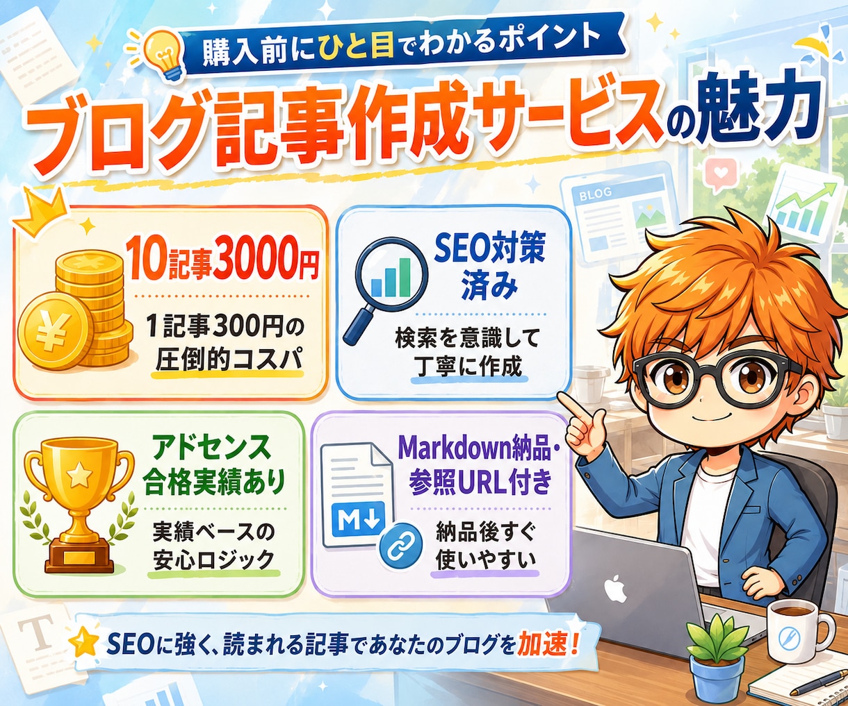 豪華特典付！4000字超×10ブログ記事執筆します 【SEOアドセンス合格実績】文字0.1円以下1記事300円！ イメージ2