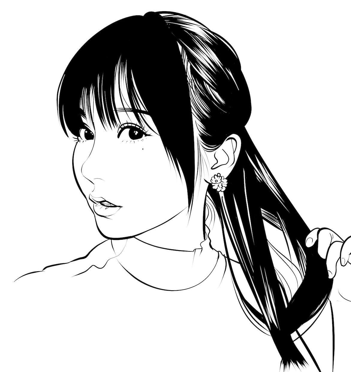 一色の線画似顔絵描きます 線の色は黒以外も可。背景の塗りも白以外可。 イメージ6