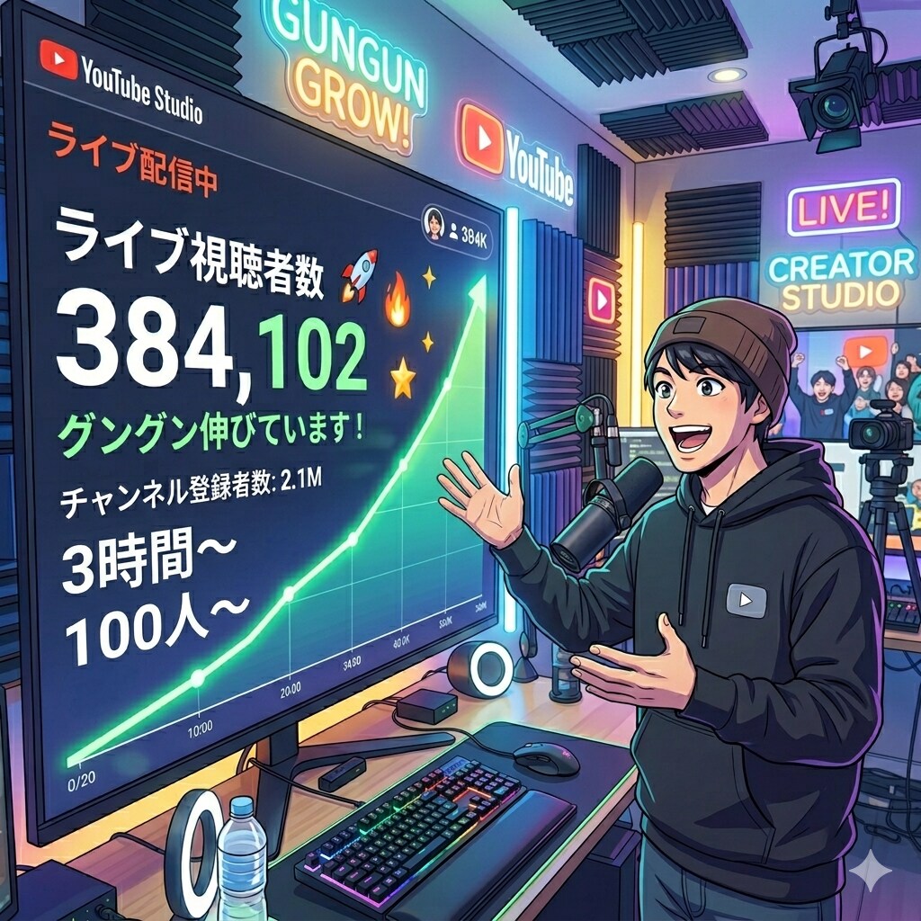 Youtube同接数3時間～100人～増やします 拡散、推し活、認知度アップ、オススメ↑↑↑ イメージ1