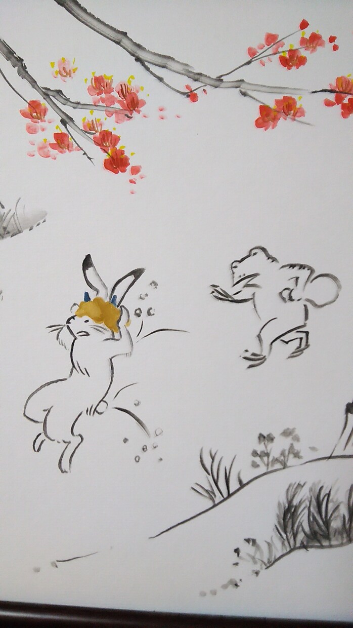 葉書サイズ★和風絵画イラスト描きます 墨彩画・水墨画・戯画・絵葉書。いろいろな絵柄でオーダーメイド イメージ6