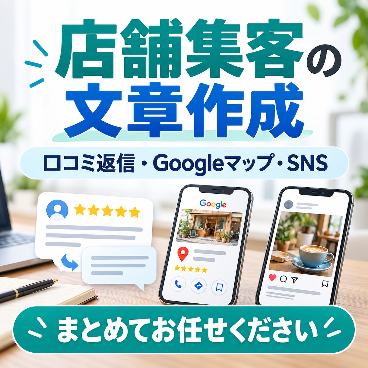 店舗向け集客文章をまとめて作成します 口コミ・Googleマップ・SNS文章を一括作成 イメージ1