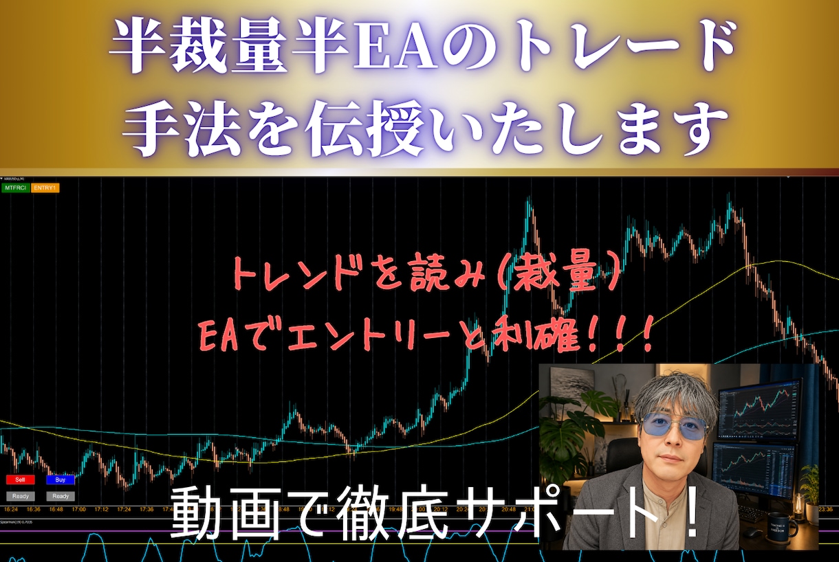 半裁量半EAのトレード手法を伝授いたします トレンドを読みEAをセットする自動売買トレードツールです イメージ1