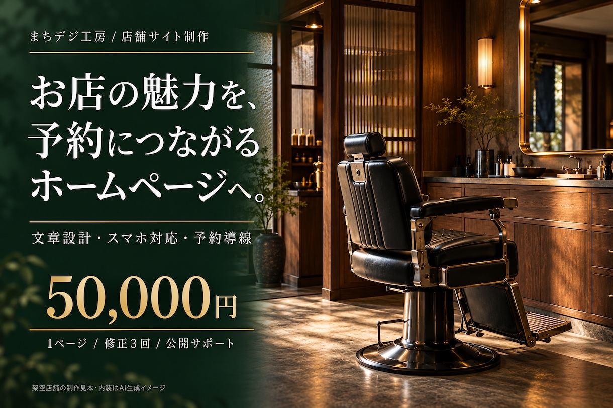理容室・サロンの予約導線を整えるHPを作ります 文章設計・公開支援／修正3回・不具合30日対応 イメージ1