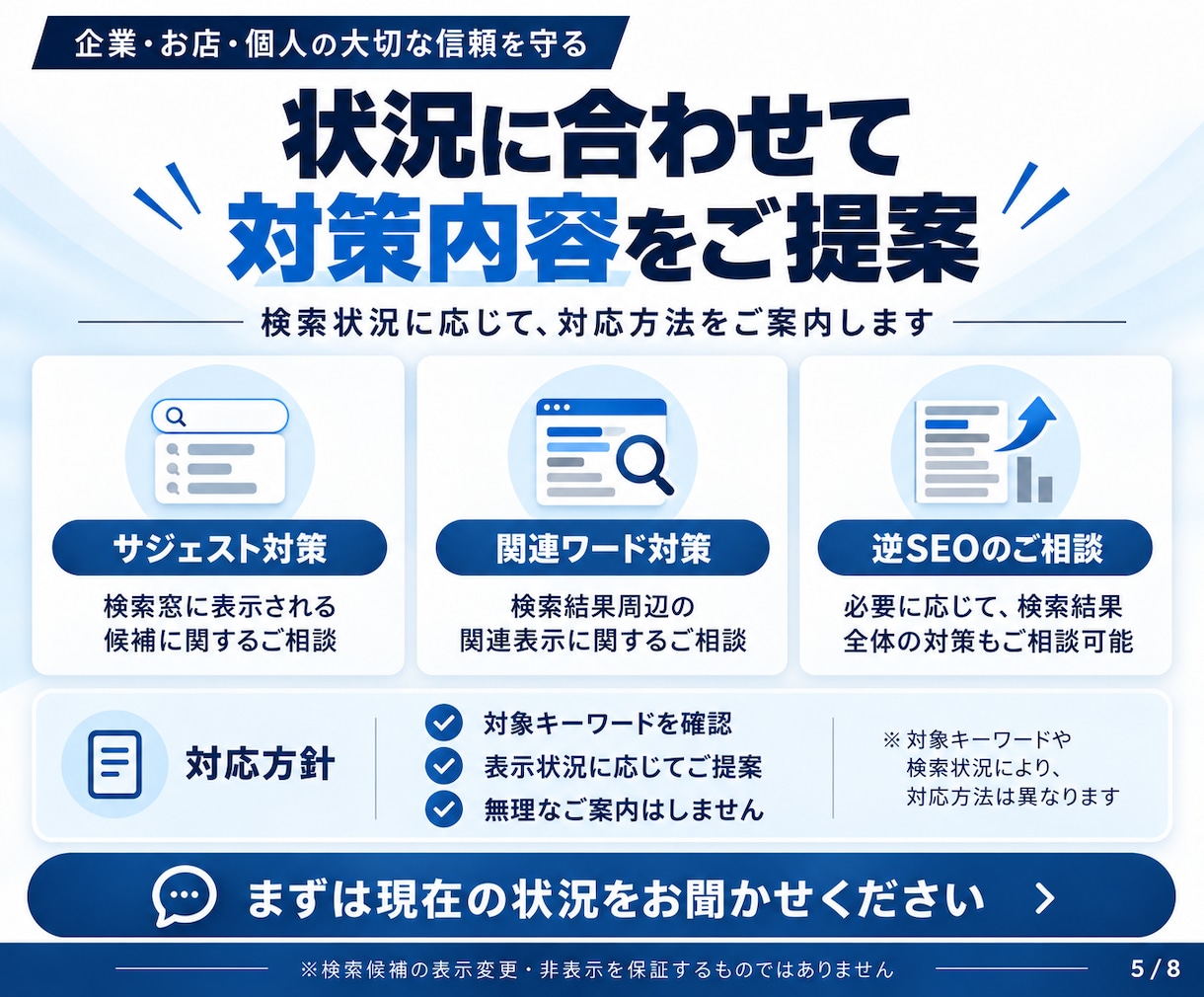 検索のネガティブワードを非表示対策します Googleを中心に検索候補・関連ワード対策を行います イメージ4